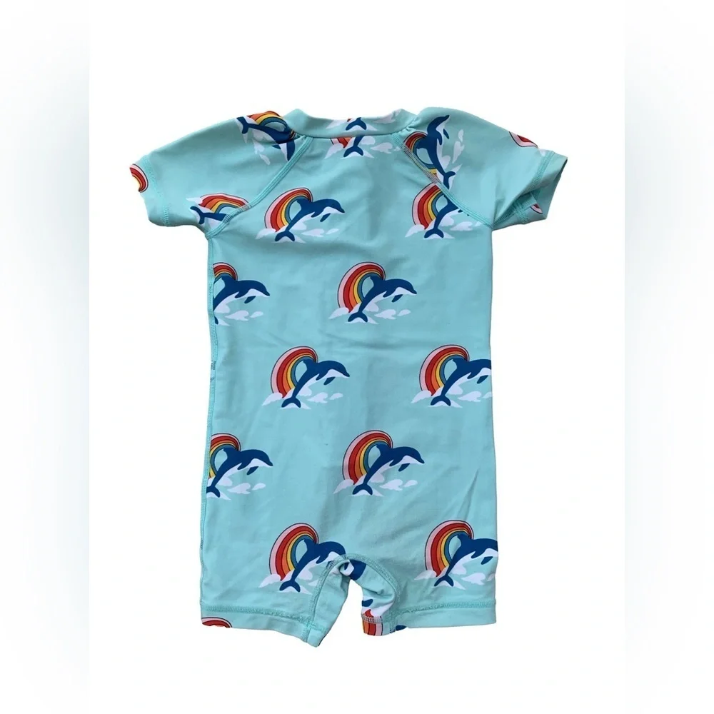 Hanna Andersson Size 80, 18-24 Months Rainbow Dolphin Print Rash Guard Swimsuit